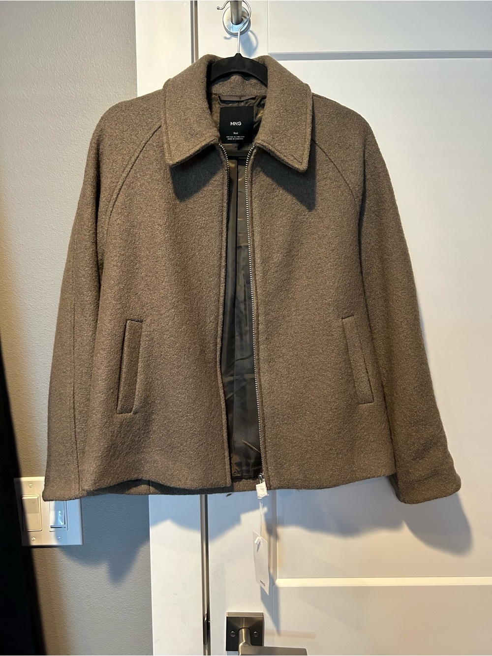 Mango Wool-Blend Zip Front Pea Coat